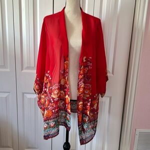 Red floral kimono